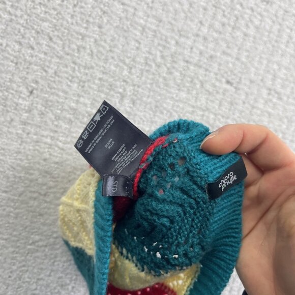 Chlorophylle Quebec Canada Slouchy Knit Beanie Crochet Pom-Pom Mulitcolor boho - Picture 5 of 7